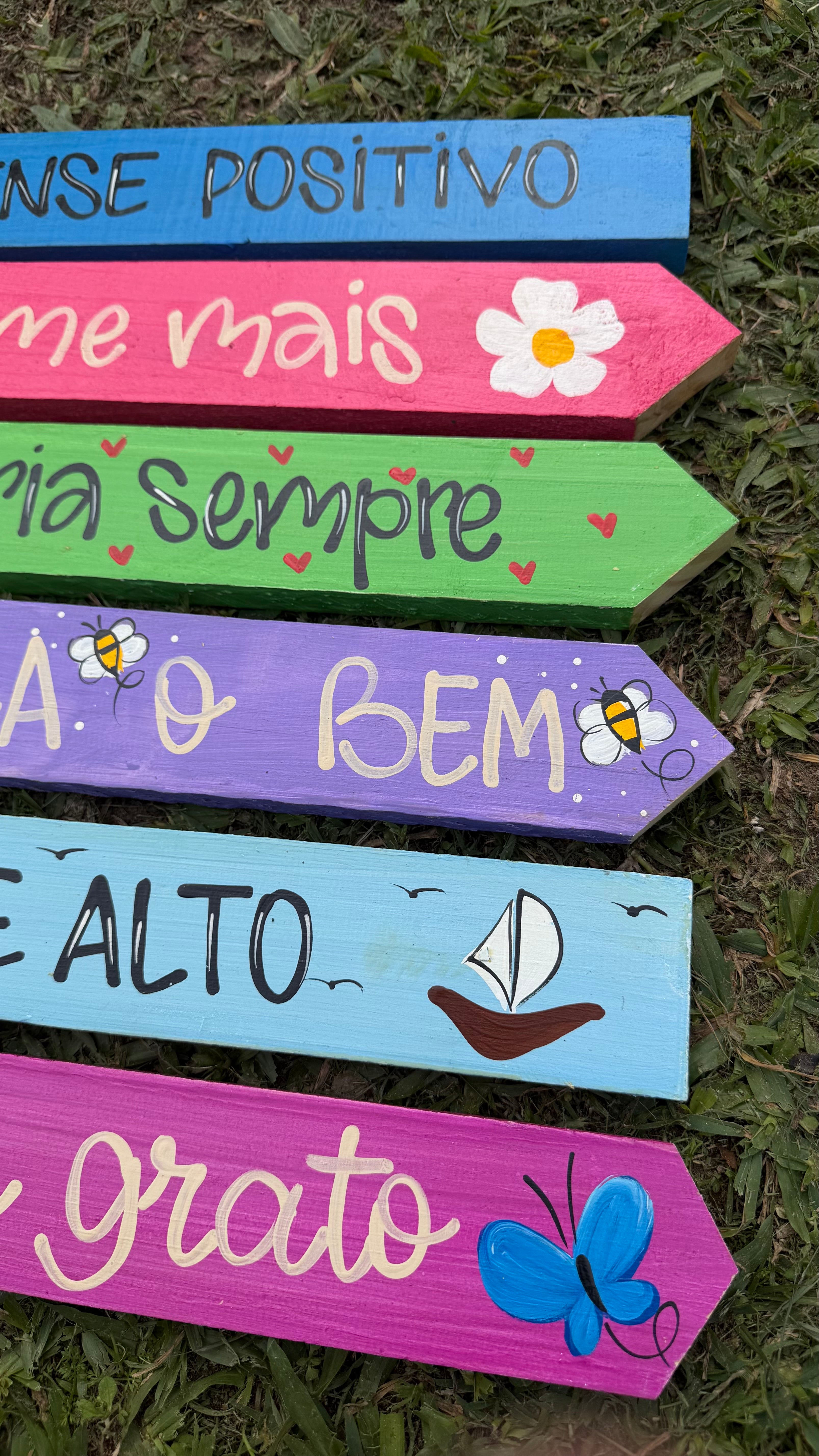 Placa decorada Pense Positivo