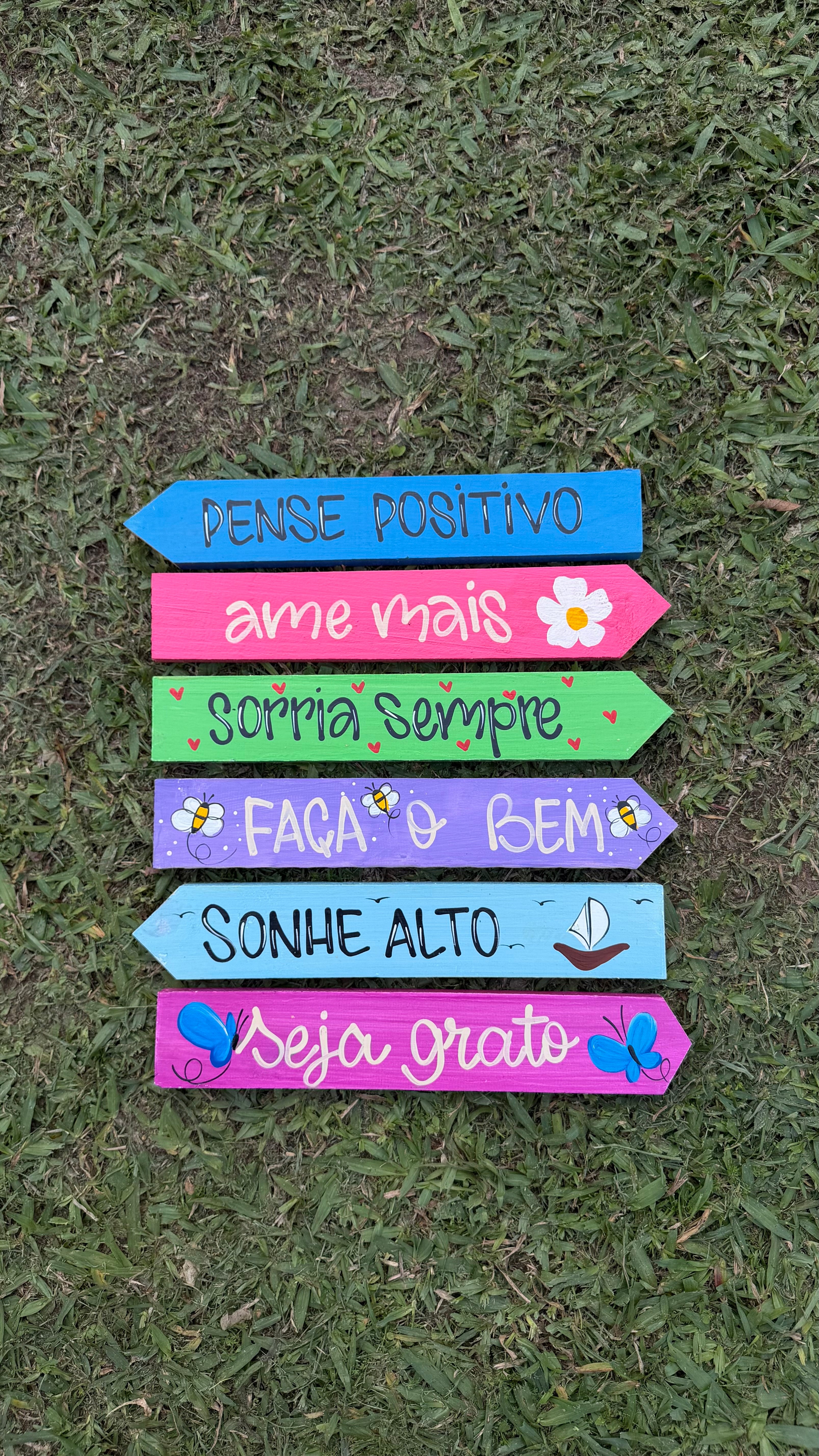 Placa decorada Pense Positivo