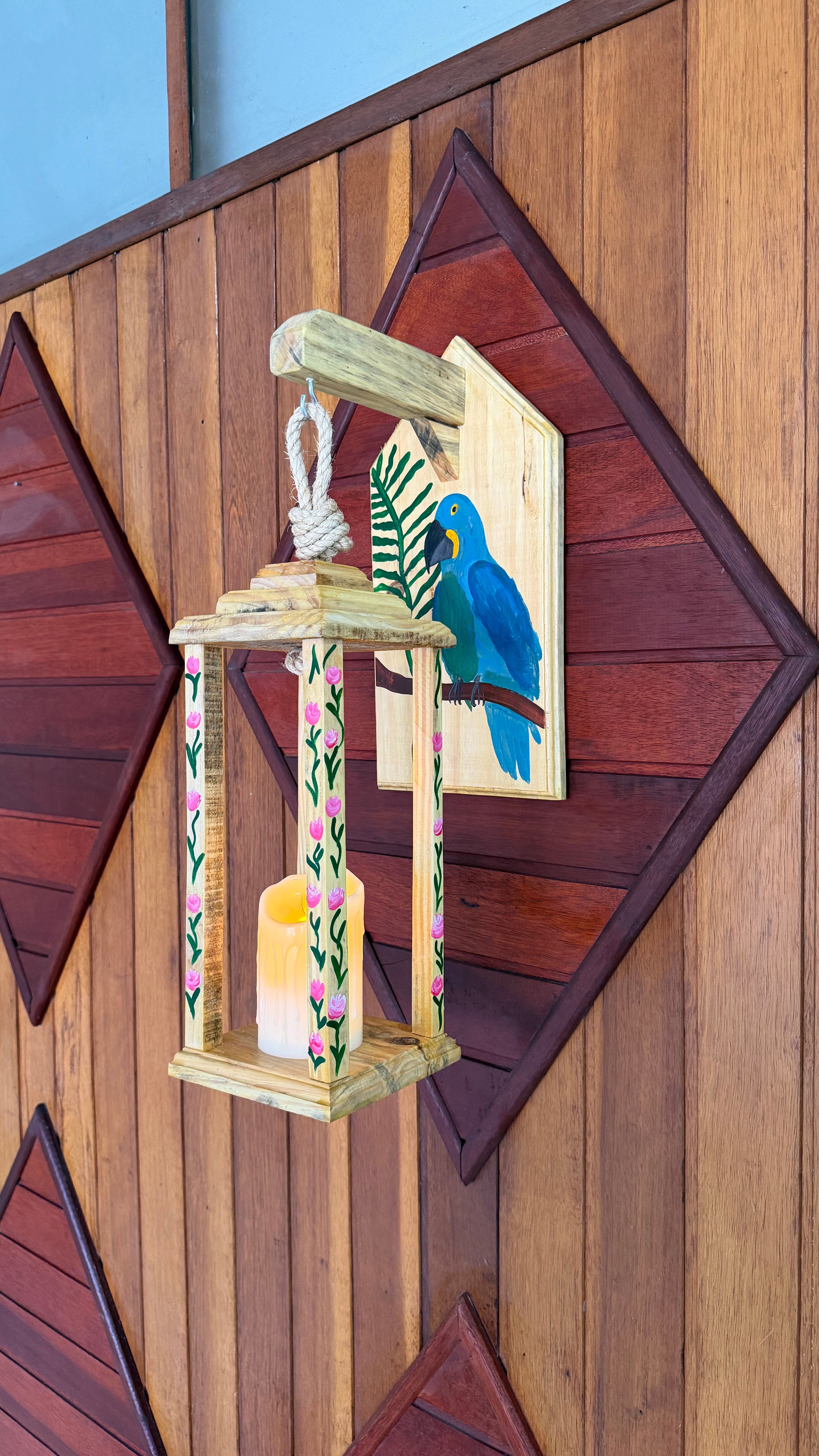 Lanterna Marroquina decorada Arara