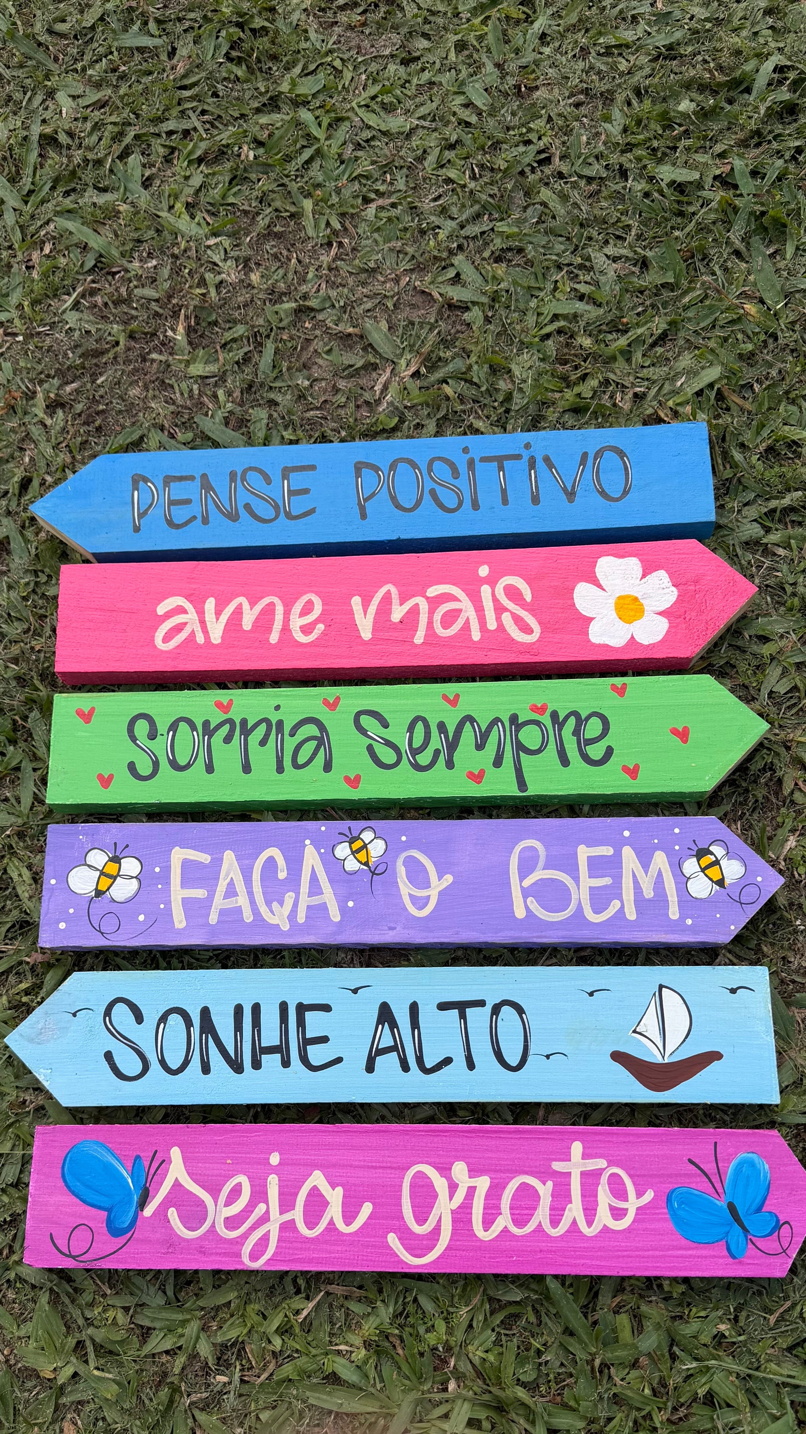 Placa decorada Pense Positivo
