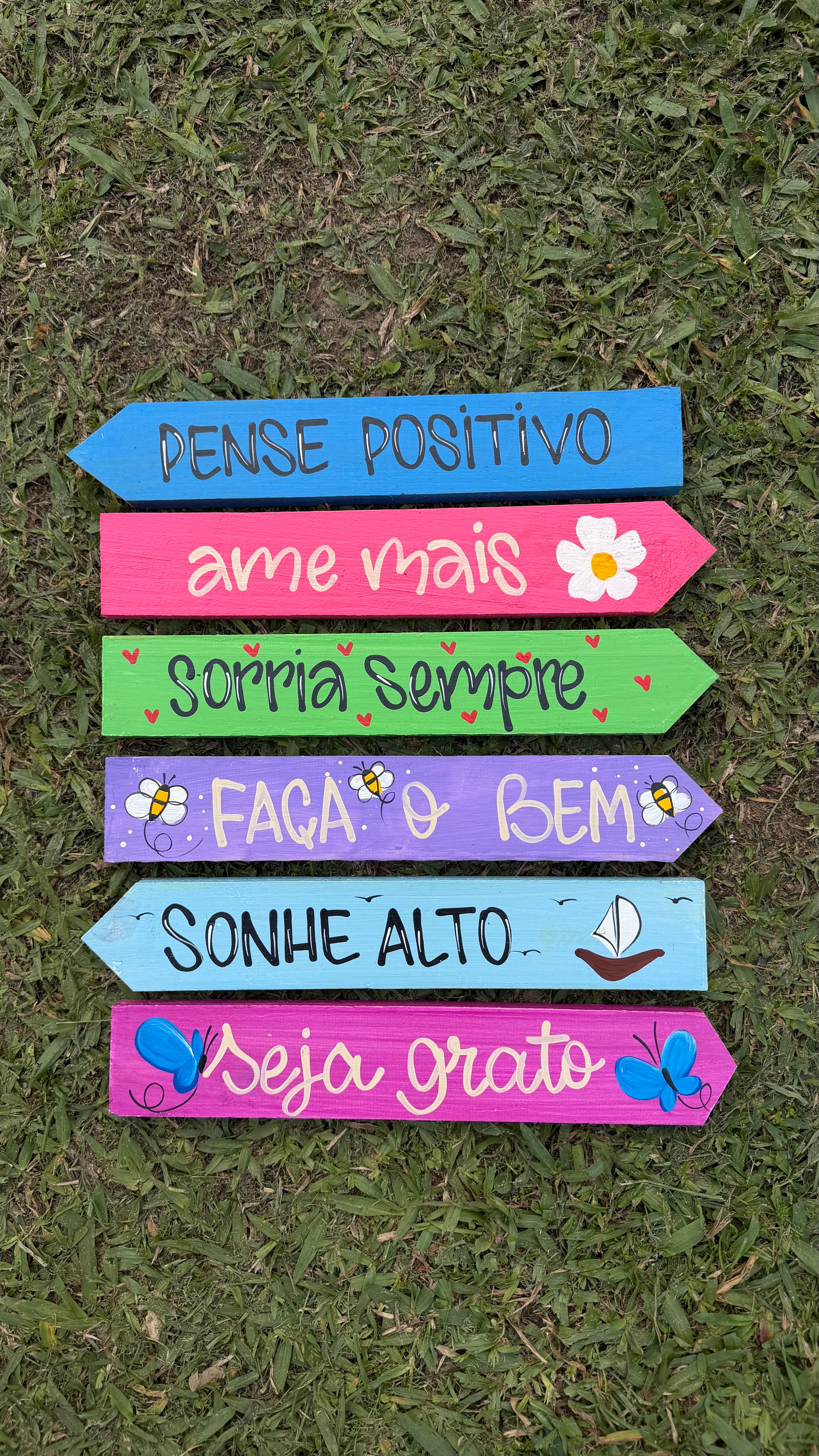 Placa decorada Pense Positivo