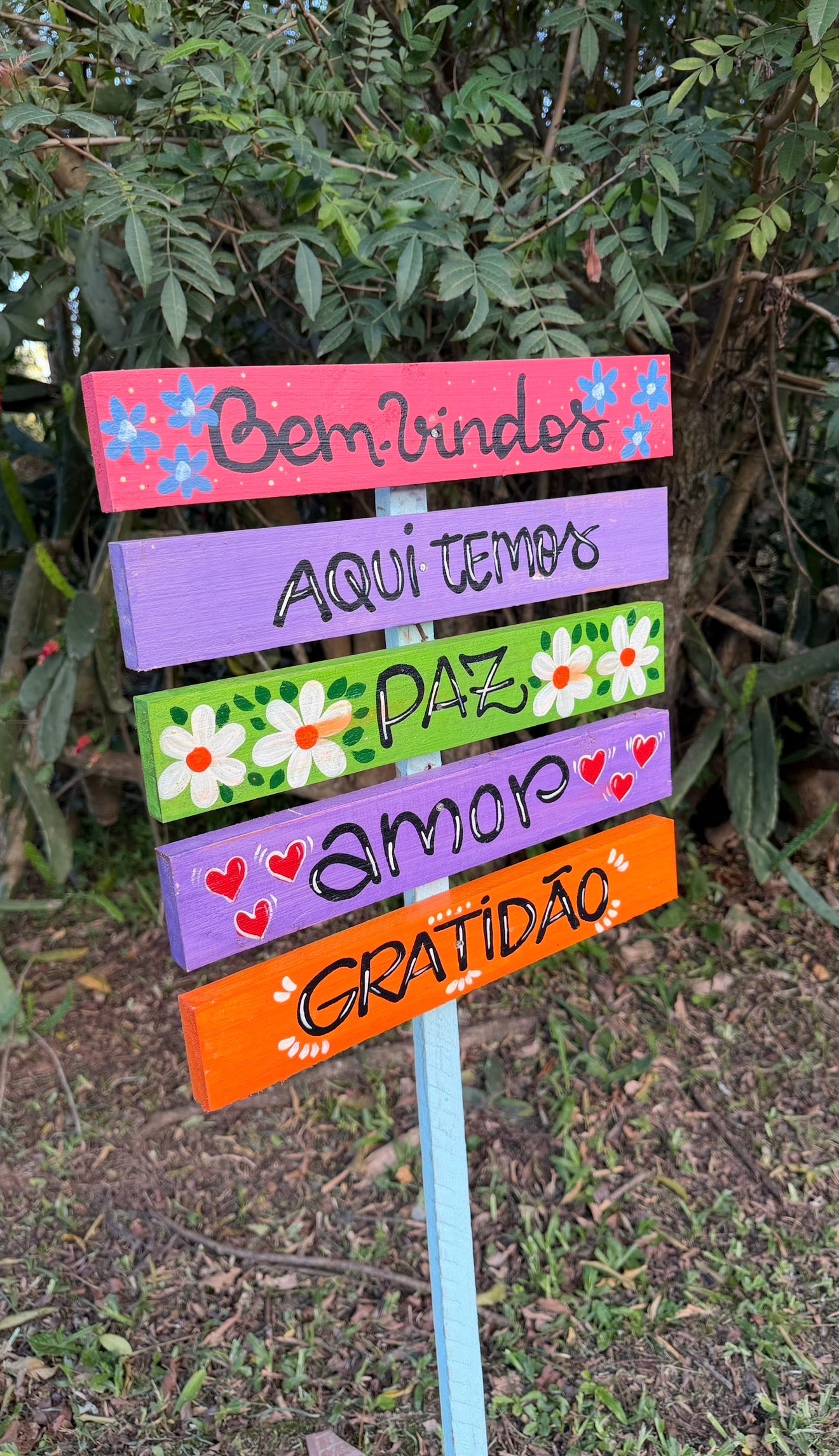 Placa Bem-Vindos 5 frases Jardim