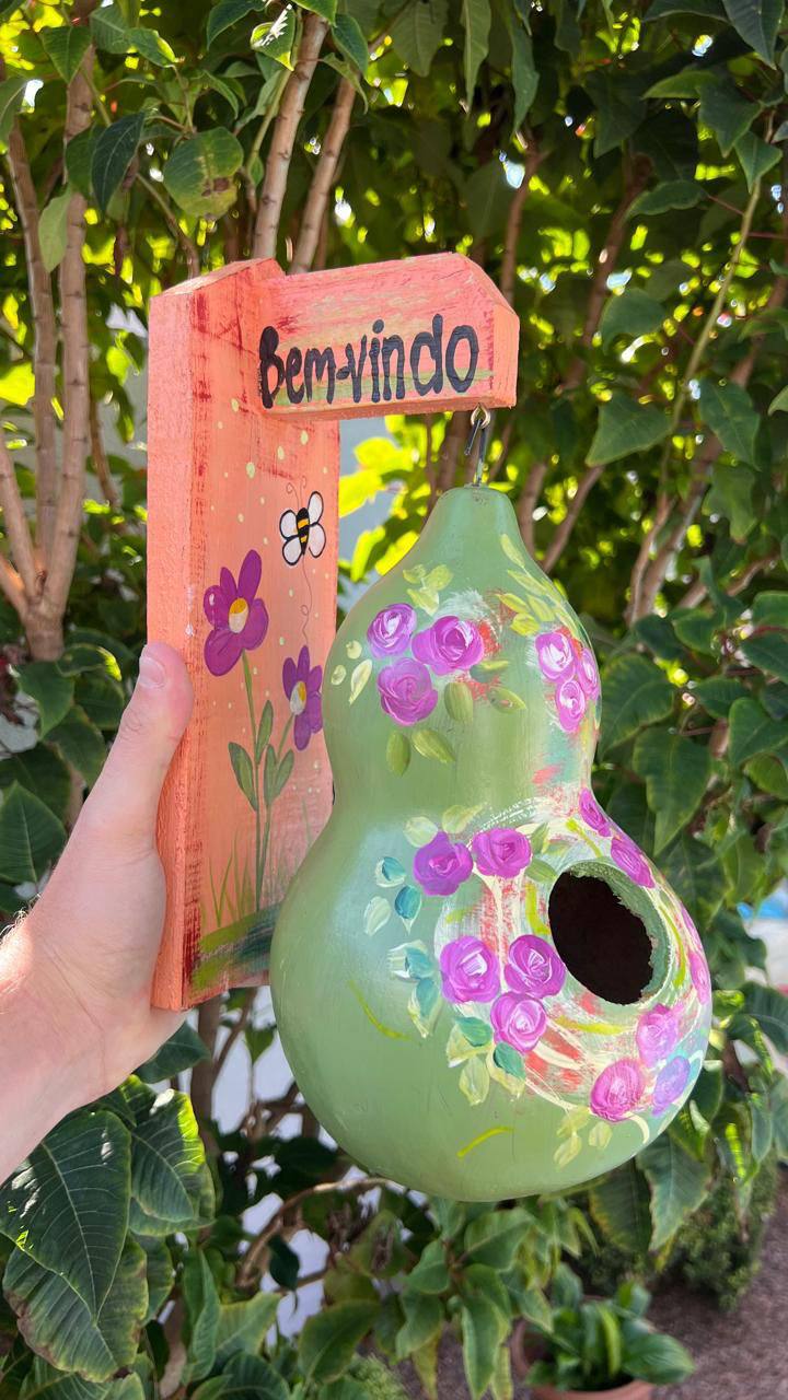 Kit com 10 Casinhas Decorada em Cabaça