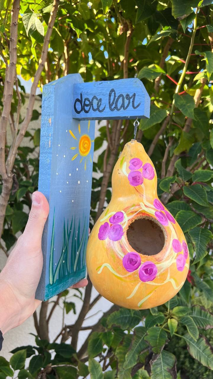 Kit com 10 Casinhas Decorada em Cabaça