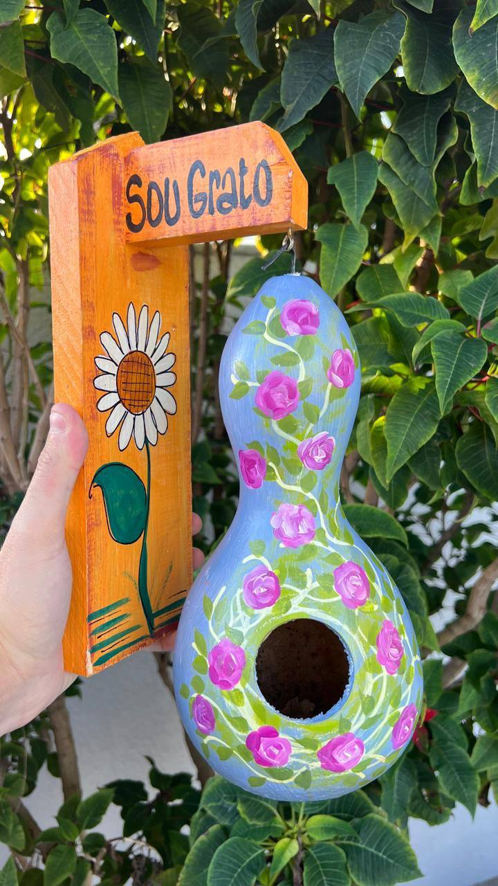 Kit com 10 Casinhas Decorada em Cabaça