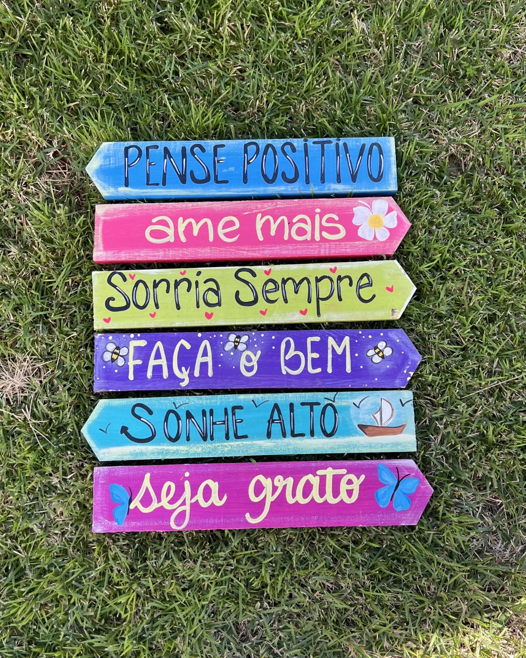 Placa decorada Pense Positivo