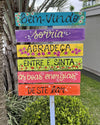 Placa - Bem vindo, Sorria, Agradeça, Entre e Sinta as boas energias desse lar